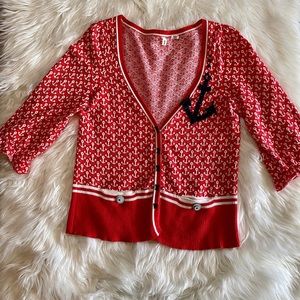 Anthro Moth Anchor Maritime Coxswain Cardigan